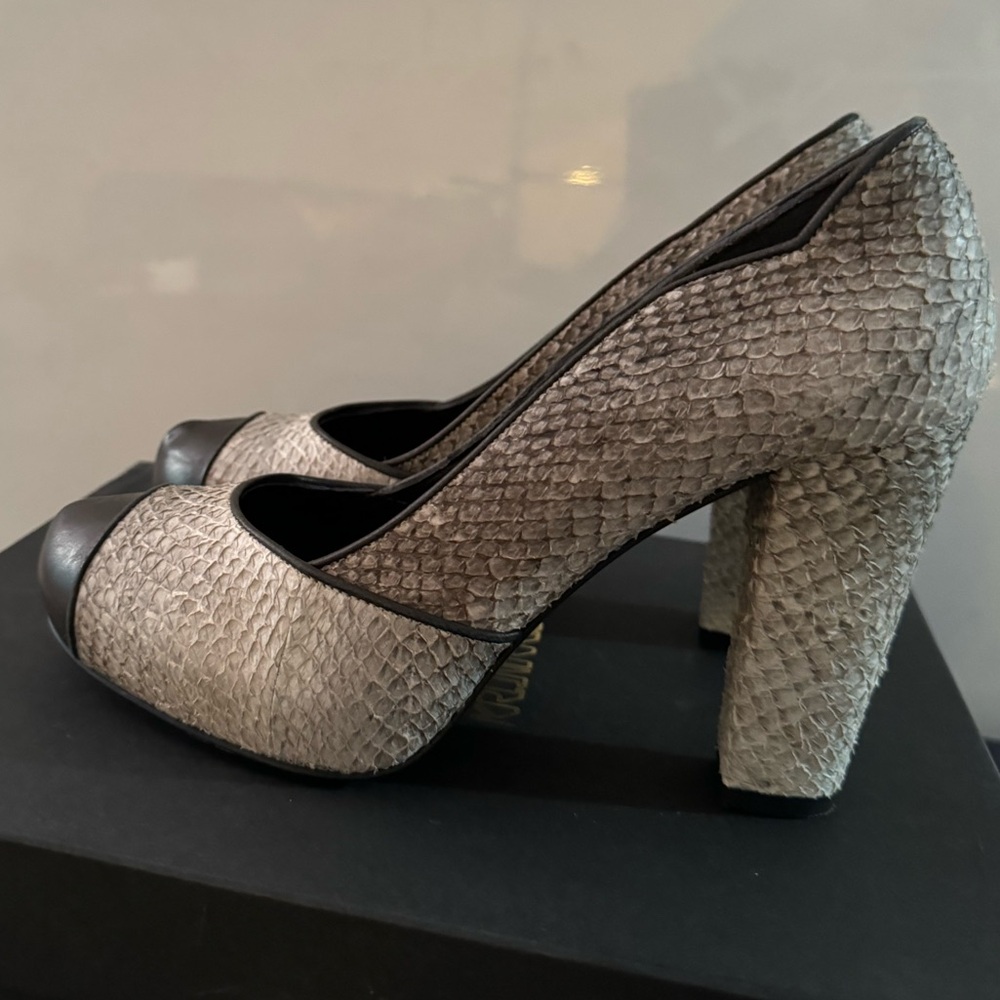 Leather Handmade Kron By KRONKRON black and White Snake skin heels: brand new - Picture 2 of 4